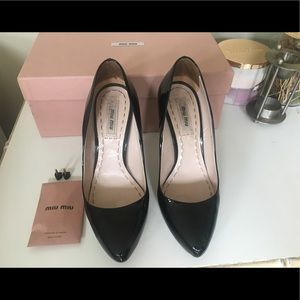 Miu Miu black patent leather pumps